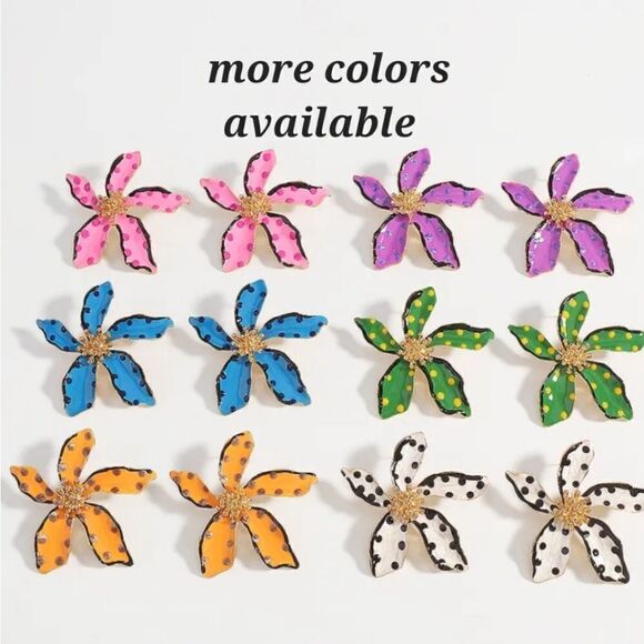 ZARA tropical flower stud earrings - Picture 7 of 11